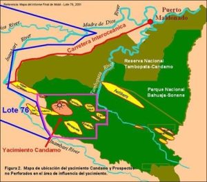 Mapa de ubicación del yacimiento CandamoFuente: INFOBAE