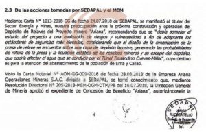 El informe de Sedapal 