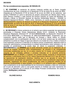 Sentencia de segunda instancia de la demanda de amparo 
